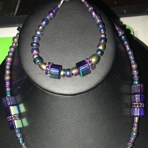 Purple Necklace and Bracelet Set